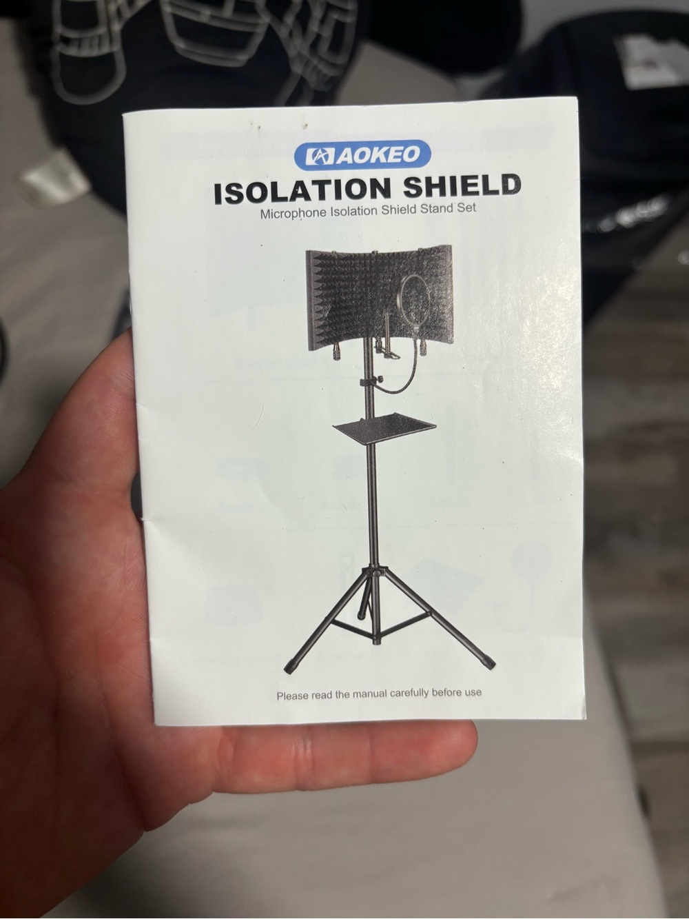 NWOB Aokeo Studio Recording Microphone Isolation Shield Pop Filter Tripod Stand